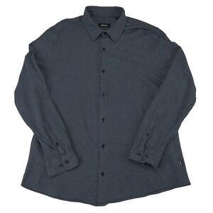 DKNY Mens XL Long Sleeve Button Down Shirt Dark Blue 100% Cotton 1002060